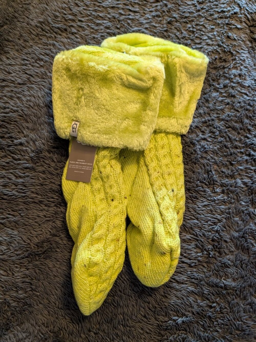 UGG Women's Fleece Lined Rainboot Socks Key Lime ~ S/M